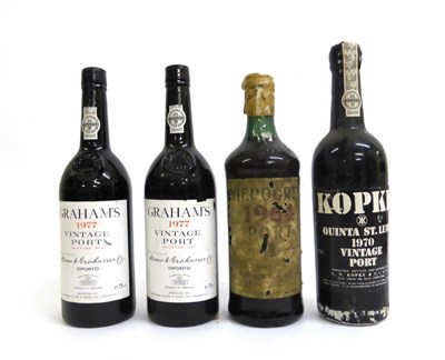 Lot 2158 - Niepoort 1964, vintage port; Graham 1977, vintage port (x2); Kopke Quinta St Luiz 1970 (four...