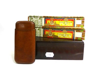 Lot 2188 - Punch Punch's, opened box of 25 and a box of 22; A Humidor; A Leather Cigar Punch (forty seven...