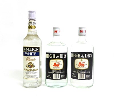 Lot 2195 - High & Dry Distilled London Dry Gin, 75cl, 40% (x2); Appleton Estate Classic Jamaica Rum,...