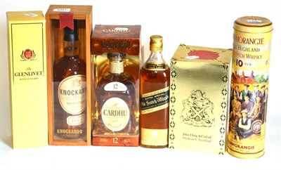 Lot 2251 - Cardhu 12 Year Old, 75cl, 40%, boxed; The Glenlivet 12 Year Old, 75cl, 40%, boxed; Dimple, 26...