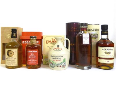 Lot 2264 - Edradour Comprising: 1989 Natural Cask Strength, bottled 2004, 501/525, decanter with stopper...