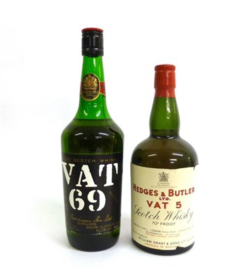 Lot 2290 - Hedges & Butler Vat 5 Scotch Whisky, circa 1960s, no capacity stated, 70 proof; VAT 69, circa...