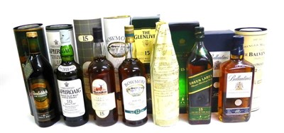 Lot 2312 - Litres Comprising: The Balvenie 12 Year Old; The Glenlivet 15 Year Old; Laphroaig 10 Year Old; Glen