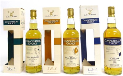 Lot 2330 - Rosebank 1991 Connoisseurs Choice, bottled 2009, 70cl, 43%, in original carton; Braes of...