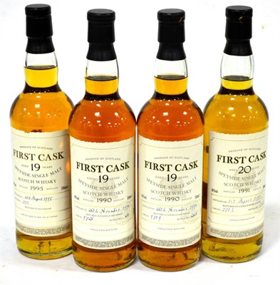 Lot 2333 - Speyside First Cask Releases Comprising: Mortlach 1991 20 Year Old Cask 7713; Linkwood 1990 19 Year