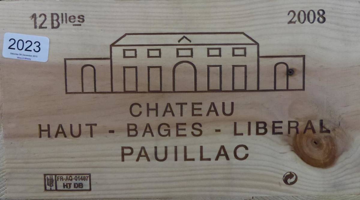 Lot 2023 - Chateau Haut-Bages-Liberal 2008, Pauillac, owc (twelve bottles)