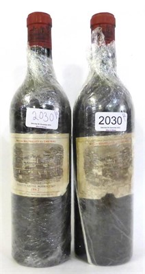 Lot 2030 - Chateau Lafite Rothschild 1962, Pauillac (x2) (two bottles) U: mid shoulder and upper shoulder, one