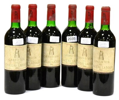 Lot 2035 - Chateau Latour 1964, Pauillac (x6) (six bottles) U: all top shoulder, some staining to labels