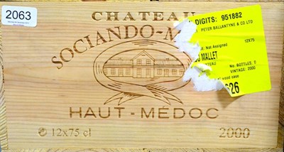 Lot 2063 - Chateau Sociando Mallet 2000, Haut Medoc, owc (twelve bottles)