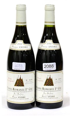 Lot 2088 - Pierre Andre Vosne Romanee Premier Cru Les Suchots 2003 (x2) (two bottles) U: less than 1cm