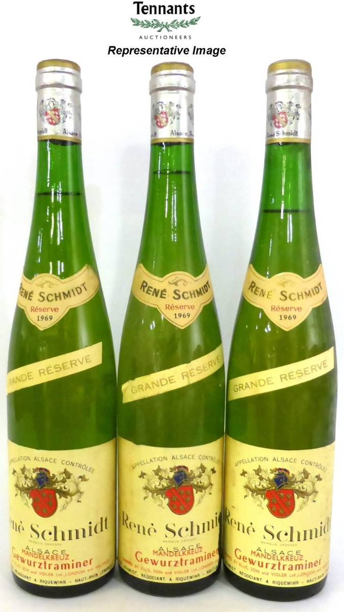 Lot 2098 - Rene Schmidt Alsace Grande Reserve Mandelkreuz Gewurztraminer 1969 (x9) (nine bottles)