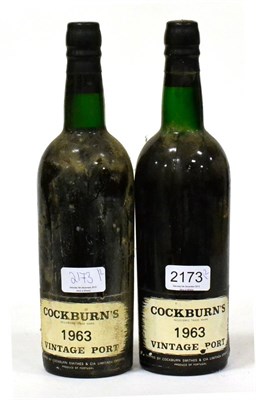 Lot 2173 - Cockburn 1963, vintage port (x2) (two bottles) U: very top shoulder/into neck