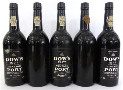 Lot 2178 - Dow 1977, vintage port (x5) (five bottles) U: top shoulder or into neck