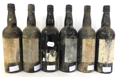 Lot 2192 - Sandeman 1970, vintage port (x6) (six bottles) U: very perished labels