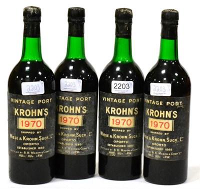 Lot 2203 - Weisse & Krohn 1970, vintage port (x4) (four bottles) U: upper or top shoulder