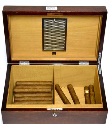 Lot 2208 - A Dunhill Mahogany Cigar Humidor, containing 20 unbanded cigars, approximately 48 gauge, 5.5";, and