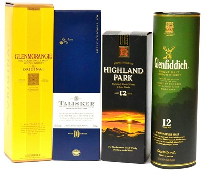 Lot 2230 - A Mixed Parcel Comprising: Highland Park 12 Year Old; Talisker 10 Year Old; Glenfiddich 12 Year...