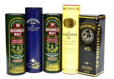 Lot 2231 - A Mixed Parcel Comprising: Lochindal 10 Year Old; Bushmills 10 Year Old (x2); Bruichladdich 10 Year