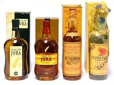 Lot 2281 - Old Style Bottles and Lables Comprising: Glenmorangie 10 Year Old, 75cl; Isle of Jura 10 Year...