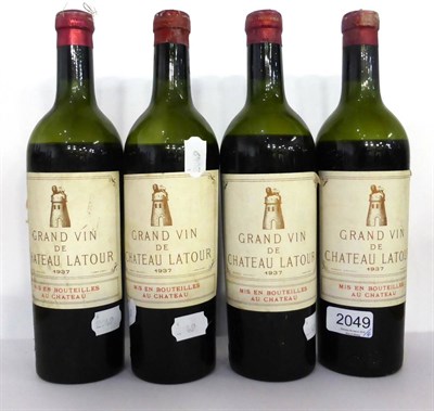 Lot 2049 - Chateau Latour 1937, Pauillac (x4) (four bottles) U: mid-low shoulder, see images online...
