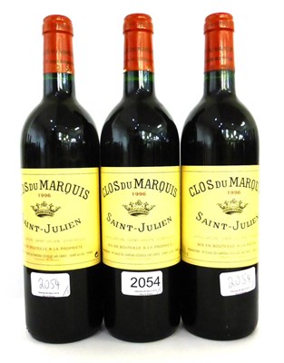 Lot 2054 - Chateau Leoville-Las Cases 'Clos du Marquis' 1996, Saint-Julien (x3) (three bottles) U: into neck