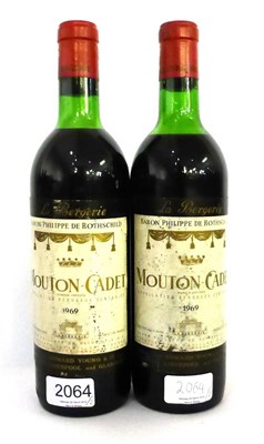 Lot 2064 - Chateau Mouton Cadet 1969 (x2) (two bottles)  U:upper shoulder and top shoulder