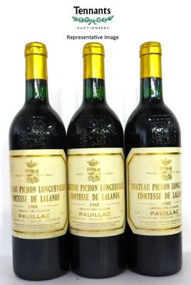 Lot 2069 - Chateau Pichon Longueville Comtesse de Lalande 1988, Pauillac (x10) (ten bottles) U: into neck