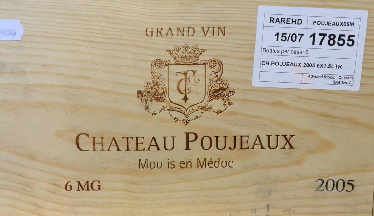 Lot 2073 - Chateau Poujeaux 2005, Moulis-en-Medoc, magnums, owc (six bottles)
