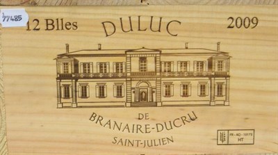 Lot 2082 - Duluc de Branaire-Ducru 2009, Saint-Julien, owc (twelve bottles) **subject to VAT