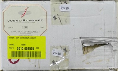 Lot 2098 - Domaine Jean Grivot Vosne-Romanee 2008, owc (twelve bottles) **subject to VAT