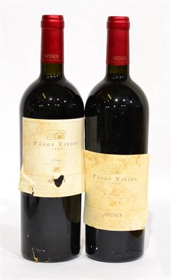 Lot 2137 - Artadi Pagos Viejos 1998, Rioja DOCa, Spain (x2) (two bottles) U: into neck, bin soiled...