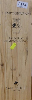 Lot 2174 - San Felice Campogiovanni Brunello di Montalcino DOCG 2010, Tuscany, Italy, magnum, owc (three...