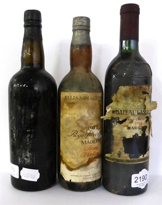 Lot 2190 - Offley Boa Vista 1962, vintage port (no label); Chateau Lascombes 1981, Margaux; Royal Silver...