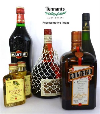 Lot 2200 - A Mixed Parcel Comprising: Cointreau (x2); Martell; Courvoisier; Grand Marnier (x2); Martini Rosso