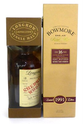 Lot 2221 - Bowmore 16 Year Old 1991 Edition Port Cask, 700ml, 53.1%, in original carton; Longrow 13 Year...