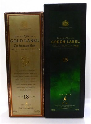 Lot 2246 - Johnnie Walker 'Gold Label - The Centenary Blend' 18 Year Old, 75cl, 40%; Johnnie Walker Green...