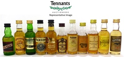 Lot 2256 - Miniatures: a mixed parcel of single and blended malts, approximately 50 U: viewing essential