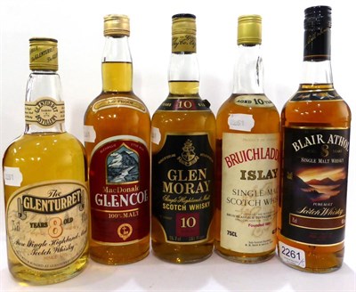 Lot 2261 - Old Style Bottlings Comprising: Bruichladdich 10 Year Old, 75cl, 42.9%; Glen Moray 10 Year Old,...