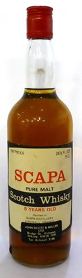 Lot 2265 - Scapa 8 Year Old - circa 1970's - Old Style Cream, Red and Black Label, 26 2/3 fl ozs, 100 proof