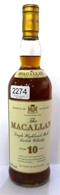 Lot 2274 - The Macallan 10 Year Old - Old Style Cream Label, early 1990's,  75cl, 40%