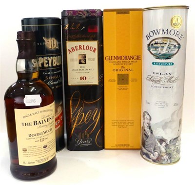 Lot 2296 - A Mixed Parcel of Single Malt Whisky: The Balvenie 12 Year Old, litre; Bowmore Legend; Speyburn...