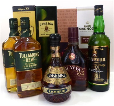 Lot 2301 - A Mixed Parcel of Whisky Comprising: Tullamore Dew (x2); Glayva; GlenPark; Glen Marnoch;...