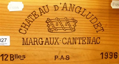 Lot 2027 - Chateau d'Angludet 1996, Margaux, owc (twelve bottles)