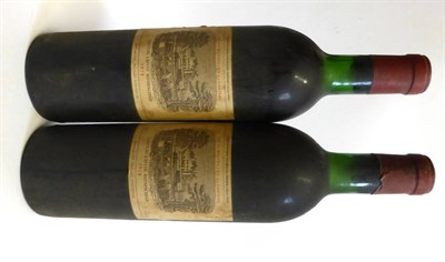 Lot 2066 - Chateau Lafite Rothschild 1972, Pauillac (x2) (two bottles) U: top shoulder, upper shoulder,...