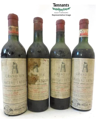 Lot 2077 - Chateau Latour 1958, Pauillac (x7) (seven bottles) U: 3x top shoulder/upper shoulder, 1x upper...