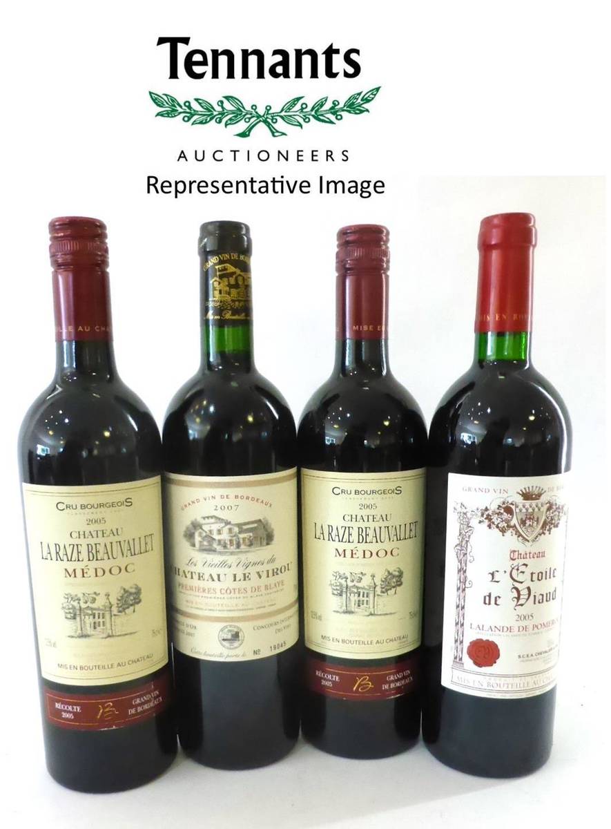 Lot 2081 - Chateau Le Virou 2007, Cotes de Bordeaux Blaye, half case, oc (x2); Chateau La Raze Beauvallet...