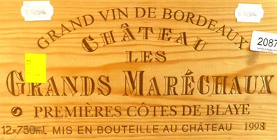 Lot 2087 - Chateau Les Grands Marechaux 1998, Cotes de Bordeaux, owc (twelve bottles)