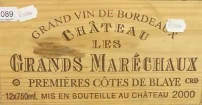 Lot 2089 - Chateau Les Grands Marechaux 2000, Cotes de Bordeaux, owc (twelve bottles)