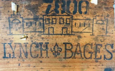 Lot 2103 - Chateau Lynch Bages 1959, Pauillac (x4) owc (four bottles) U: 3x upper shoulder 1x upper/mid...