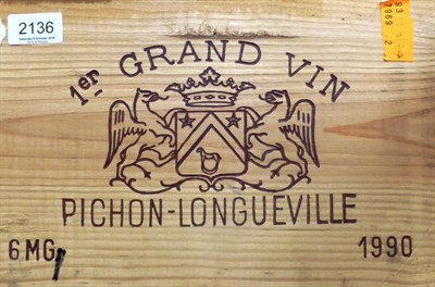 Lot 2136 - Chateau Pichon-Longueville au Baron de Pichon-Longueville 1990, Pauillac, magnum, owc (six magnums)